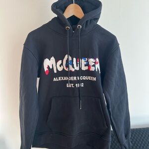 Alexander McQueen Black Hoodie with Multicolor Logo